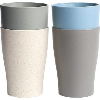   Sada 4 plastových pohárov s objemom 400 ml, vhodných do mikrovlnnej rúry a umývačky riadu