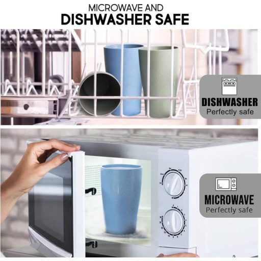 Sada 4 plastových pohárov s objemom 400 ml, vhodných do mikrovlnnej rúry a umývačky riadu