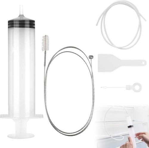 Set de curățare frigider LUSHAZER – Set de 6 piese pentru curățarea scurgerii, îndepărtarea petelor, prevenirea blocajelor și igienizare – Set de curățare multifuncțional pentru frigider