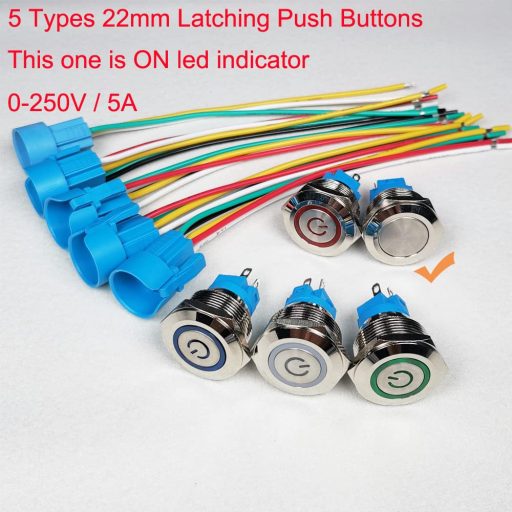 Gebildet 22mm Rozsdamentes Nyomógomb Kapcsoló 5A Vízálló Fém Ipari Nyomógomb