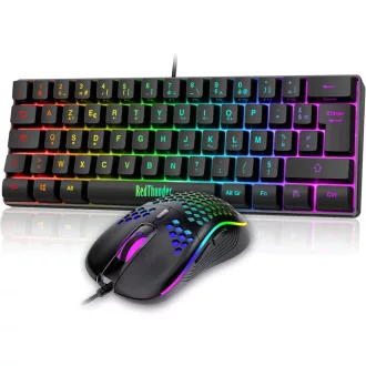   RedThunder 60% AZERTY Gamer Billentyűzet Egér Szett RGB Háttérvilágítás