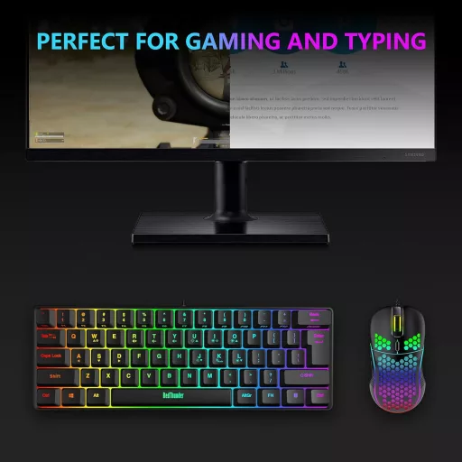 RedThunder 60% AZERTY Gamer Billentyűzet Egér Szett RGB Háttérvilágítás