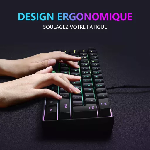 RedThunder 60% AZERTY Gamer Billentyűzet Egér Szett RGB Háttérvilágítás