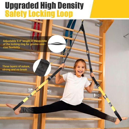 COFOF Sling Trainer Edzőheveder - Teljes Test Edzés Otthon, Ajtórögzítővel, Hordozható Edzőszett Edzéstervvel, 500kg Teherbírás, Sárga