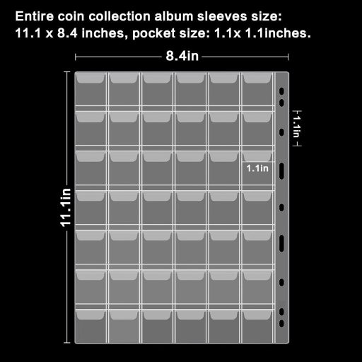 PAIYULE 12 lapos érmegyűjtő album lapok 9 lyukas érmetartó füzet védőborítás