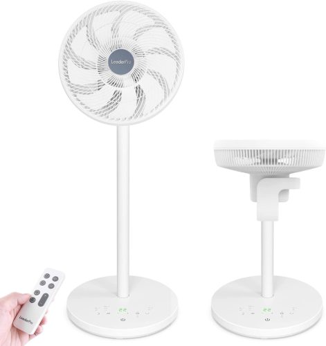 Ventilator vertical LeaderPro 2 în 1 cu motor DC - Extrem de silențios 12.8 dB, oscilație 3D, cu telecomandă, turboventilator eficient energetic