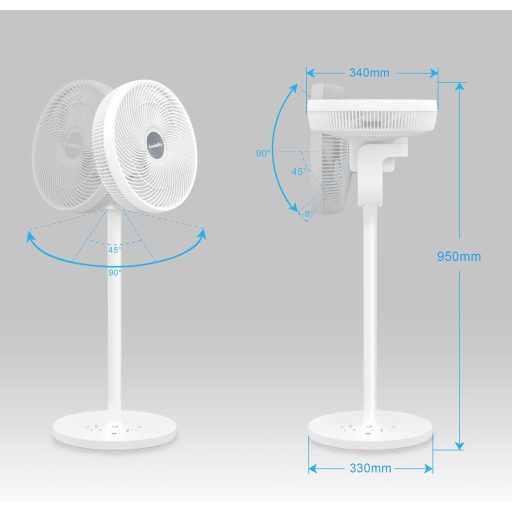 LeaderPro 2 az 1-ben DC Motor Álló Ventilátor - Rendkívül Halk 12.8 dB, 3D Oszcilláció, Távirányítóval, Energiatakarékos Turbó Légkeringető
