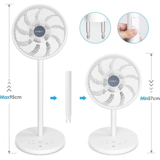 LeaderPro 2 az 1-ben DC Motor Álló Ventilátor - Rendkívül Halk 12.8 dB, 3D Oszcilláció, Távirányítóval, Energiatakarékos Turbó Légkeringető
