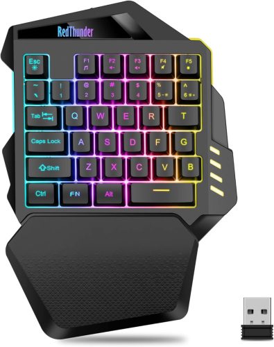 RedThunder G60 Vezeték Nélküli Egykezi Gamer Billentyűzet, 2000 mAh Akkumulátor, RGB Háttérvilágítás, Ergonomikus, PC/Mac/PS5 Kompatibilis