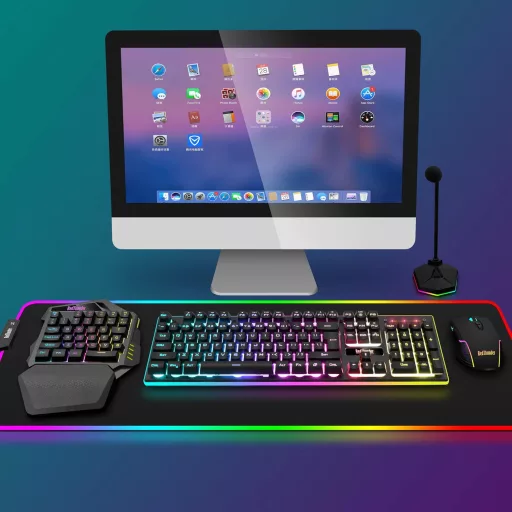 RedThunder G60 Vezeték Nélküli Egykezi Gamer Billentyűzet, 2000 mAh Akkumulátor, RGB Háttérvilágítás, Ergonomikus, PC/Mac/PS5 Kompatibilis