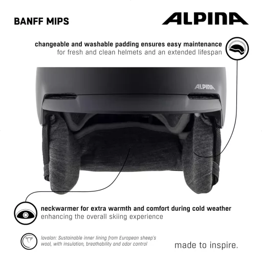 ALPINA Banff MIPS 55-59 cm Cască de schi ușoară cu cască de snowboard - Cască pentru adulți Negru Mat