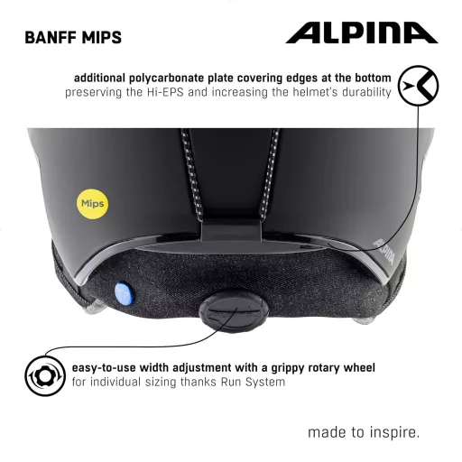 Cască ușoară de schi și snowboard ALPINA Banff MIPS, 51-55 cm, pentru adulți - Negru mat