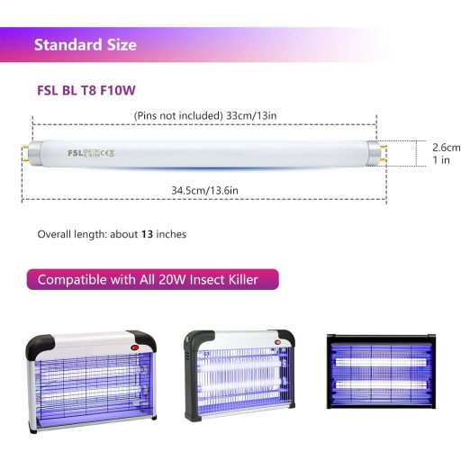 AUROHOPE T8 F10W UV csapda lámpa rovarcsapda helyettesítő 34,5 cm 20W 2db