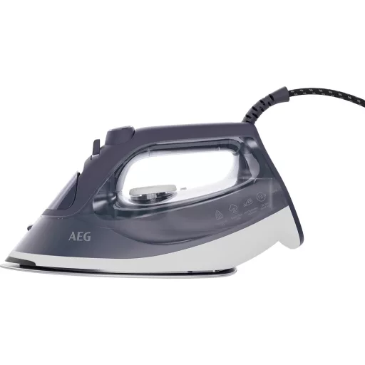 Fier de călcat cu abur AEG 2400W, jet de abur 160g, funcție de autocurățare, albastru-alb