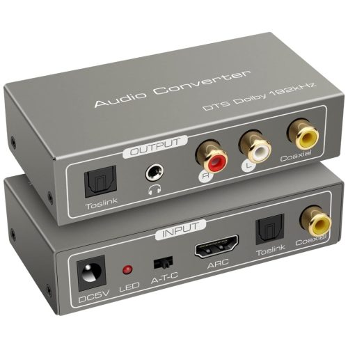 Adaptor HDMI ARC VEDINDUST - Convertor Audio Digital-Analogic cu ieșire SPDIF Coaxială Optică RCA, Jack 3.5mm, Extracție Audio TV pentru Amplificator