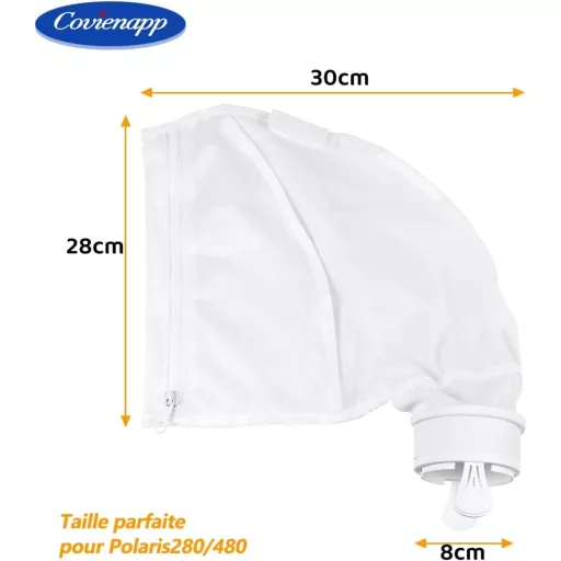 Covienapp 2 db szűrőzsák Polaris 280 480 medencetisztítóhoz cipzárral fehér