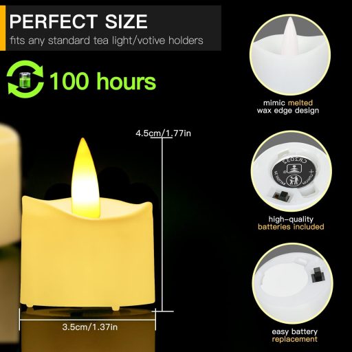 daphomeu 12 LED gyertyalámpa távirányítóval, időzítővel, füstmentes dekorációs lámpa