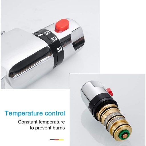 Vinteky Termosztátos Kádcsap Fürdőszobai Csaptelep Krómozott 2 Kifolyással