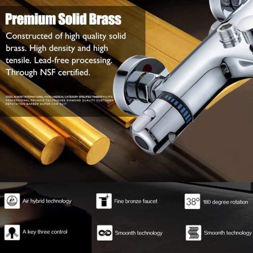 Vinteky Termosztátos Kádcsap Fürdőszobai Csaptelep Krómozott 2 Kifolyással