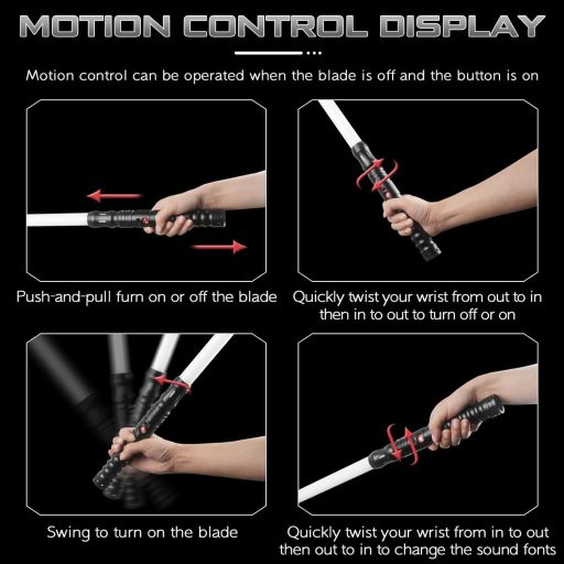 Săbii laser de duel pentru adulți - Mâner metalic, 112 cm, control prin gesturi, 16 efecte sonore, pentru dueluri intense, negru
