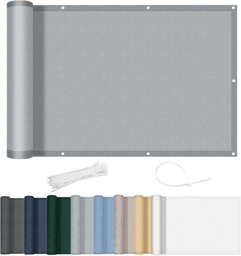 AXT SHADE Acoperire Balcon, 100x600 cm, Protecție Balcon Opacă din Poliester, Rezistentă la UV, Rezistentă la Intemperii, Prelată Balcon, Gri deschis