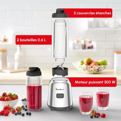 Moulinex Mix & Move 300W hordozható turmixgép 0,8L Tritan palackkal