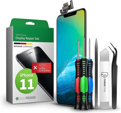 GIGA Fixxoo iPhone 11 Retina LCD Kijelző Cserecsomag - Érintőképernyős Üveg Szerszámkészlettel - Egyszerű Kijelzőjavítás Otthon