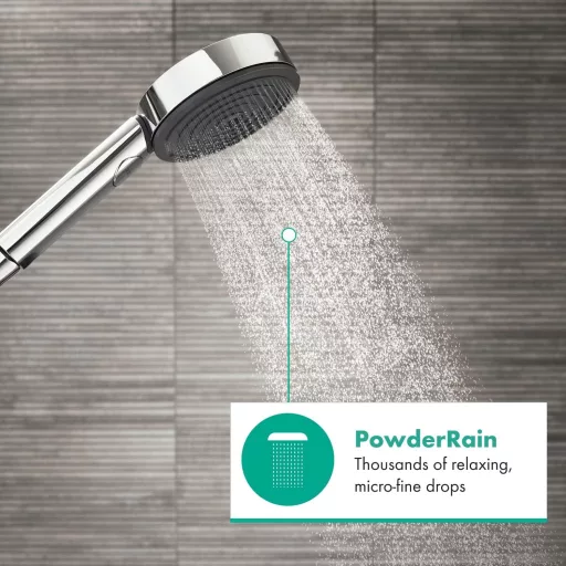 Hansgrohe Pulsify Select S Cap de duș cu economie de apă 9l/min, 3 tipuri de jet, crom, rotund (⌀105mm), cu tehnologie EcoSmart, funcție anticalcar