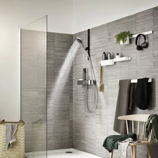 Hansgrohe Pulsify Select S Cap de duș cu economie de apă 9l/min, 3 tipuri de jet, crom, rotund (⌀105mm), cu tehnologie EcoSmart, funcție anticalcar