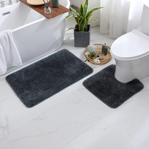 MIULEE Kupaonski Tepih 60x90cm Protuklizni Perivi Sivi