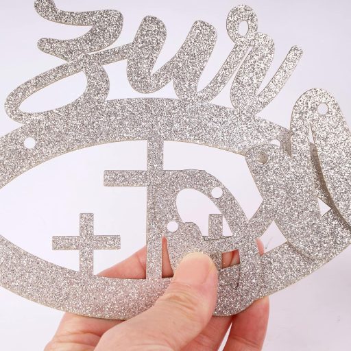 FLOFIA Ezüst Csillogó Első Szentáldozás Girland Banner Keresztelő Dekoráció