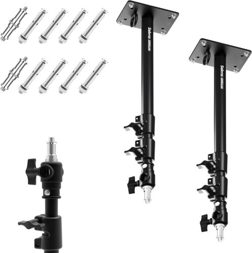 2 db Selens Falra Szerelhető Boom Kar 103 cm - Fotó Stúdió Mennyezeti Rögzítő Kar Állítható Hosszal, 3/8" és 1/4" Adapterrel Lámpákhoz, Ernyőkhöz