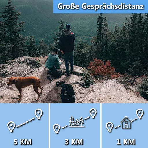 HUNICOM Walkie Talkie Emițător-Receptor cu Rază de Acțiune de 5 km - Radio Portabil PMR446 cu 16 Canale, Lanternă LED, Funcție VOX Hands-Free, Albastru