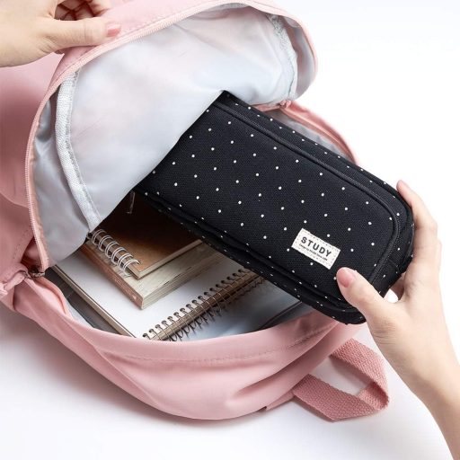 Suport pentru creioane KALIDI cu 3 compartimente, capacitate mare, negru, pentru școală și birou