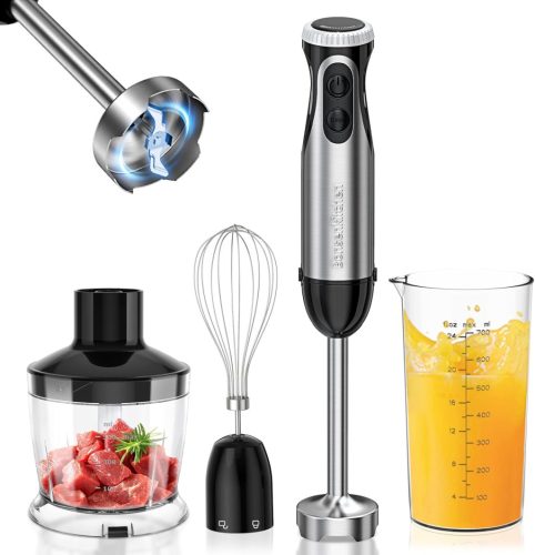 Bonsenkitchen 1000W-os Turbomixer Szett Aprítóval és Habverővel - Fekete