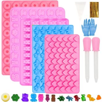   GKZB Szilikon Gumicukor Forma Szett 5 db Csokiöntő Cukorkakészítéshez Pipettával
