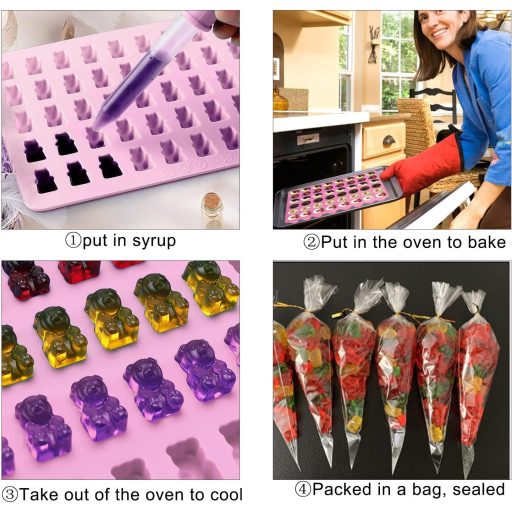 GKZB Szilikon Gumicukor Forma Szett 5 db Csokiöntő Cukorkakészítéshez Pipettával