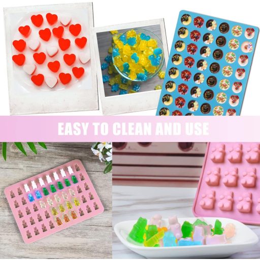 GKZB Szilikon Gumicukor Forma Szett 5 db Csokiöntő Cukorkakészítéshez Pipettával