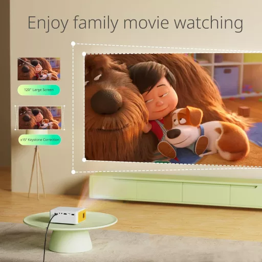 Mini Proiector YOTON Y3 cu suport 1080P - Proiector portabil Home Cinema 10000L, Zoom 50%, Compatibil HDMI/USB/Telefon/PS5/Stick TV