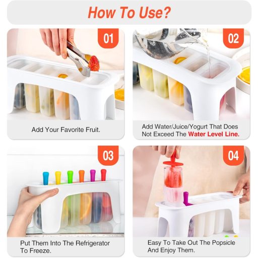 Aichoof Szivárvány Színű Szilikon Jégkrém Készítő Forma - 6 db-os BPA-mentes Gyerekeknek, Könnyen Kivehető Fagyi Készítés