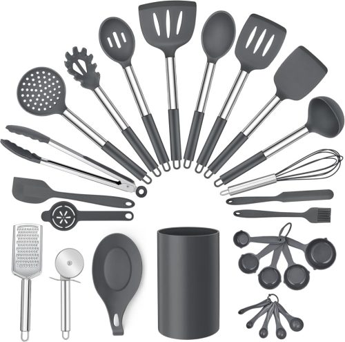 Set de 28 ustensile de bucătărie din silicon gri HaWare