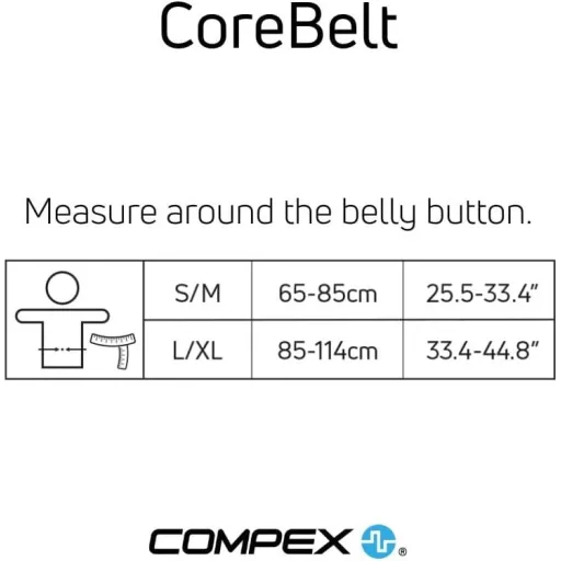 Compex Corebelt 5.0 Izomstimulációs Öv Unisex Edzéshez - S-M, Black