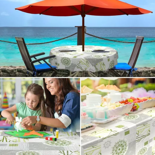 ANRO INES Vászonterítő Méterre Vágható Mosható PVC Mentes 135 cm Kerek