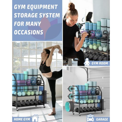 Staransun Hantelständer 4 kerekű edzőständer dupla tárolóval