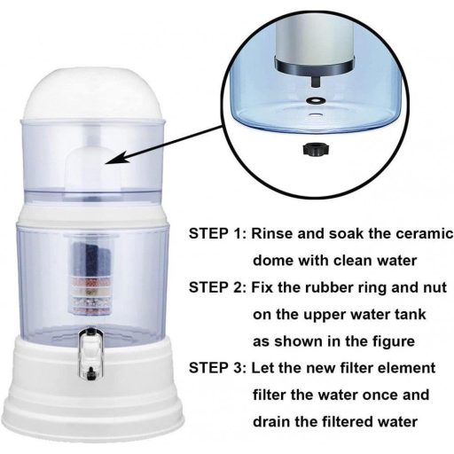 HUINING Kerámia Dóm Vízszűrő, BPA-mentes Műanyag Vízcsap, Háztartási Vízkanna Cseréje (Dome2-TapBlack2)