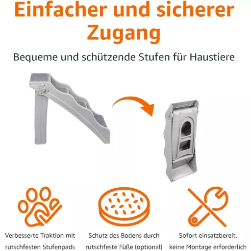 Amazon Basics Összecsukható Lépcsőfok Kutyáknak és Macskáknak, Szürke 60x40x50cm - gray
