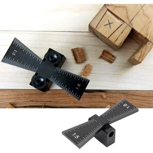 Precíz fecskefark jelölő 1:5/1:8 skálával - Famegmunkáló sablon