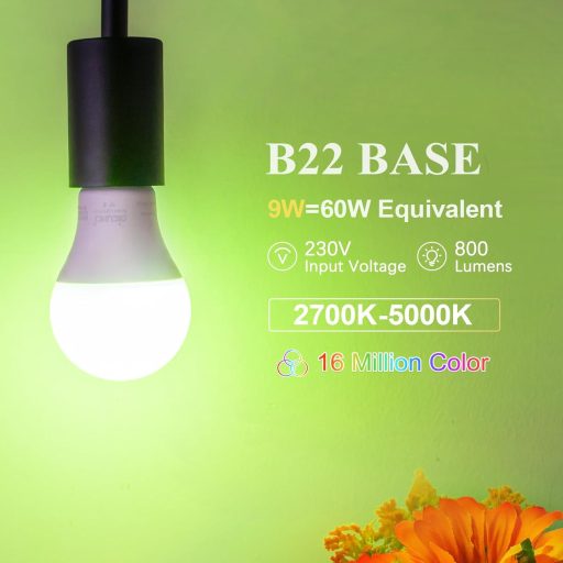 DiCUNO B22 Bec LED Inteligent 9W - Control WiFi, Alb Cald-Alb Rece, Schimbare Culoare RGBCW, Compatibil Alexa/Google, Fără Hub, Pachet de 2