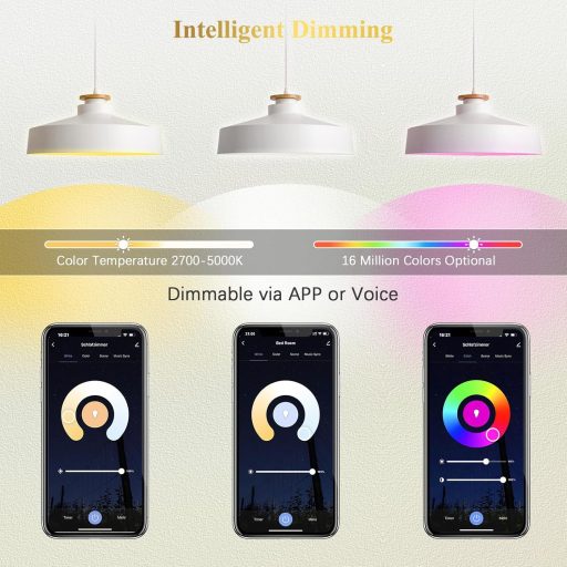 DiCUNO B22 Bec LED Inteligent 9W - Control WiFi, Alb Cald-Alb Rece, Schimbare Culoare RGBCW, Compatibil Alexa/Google, Fără Hub, Pachet de 2