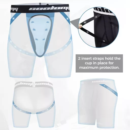 COOLOMG Férfi Comb Védő Jockstrap Kompressziós Alsónadrág Martial Arts Taekwondo